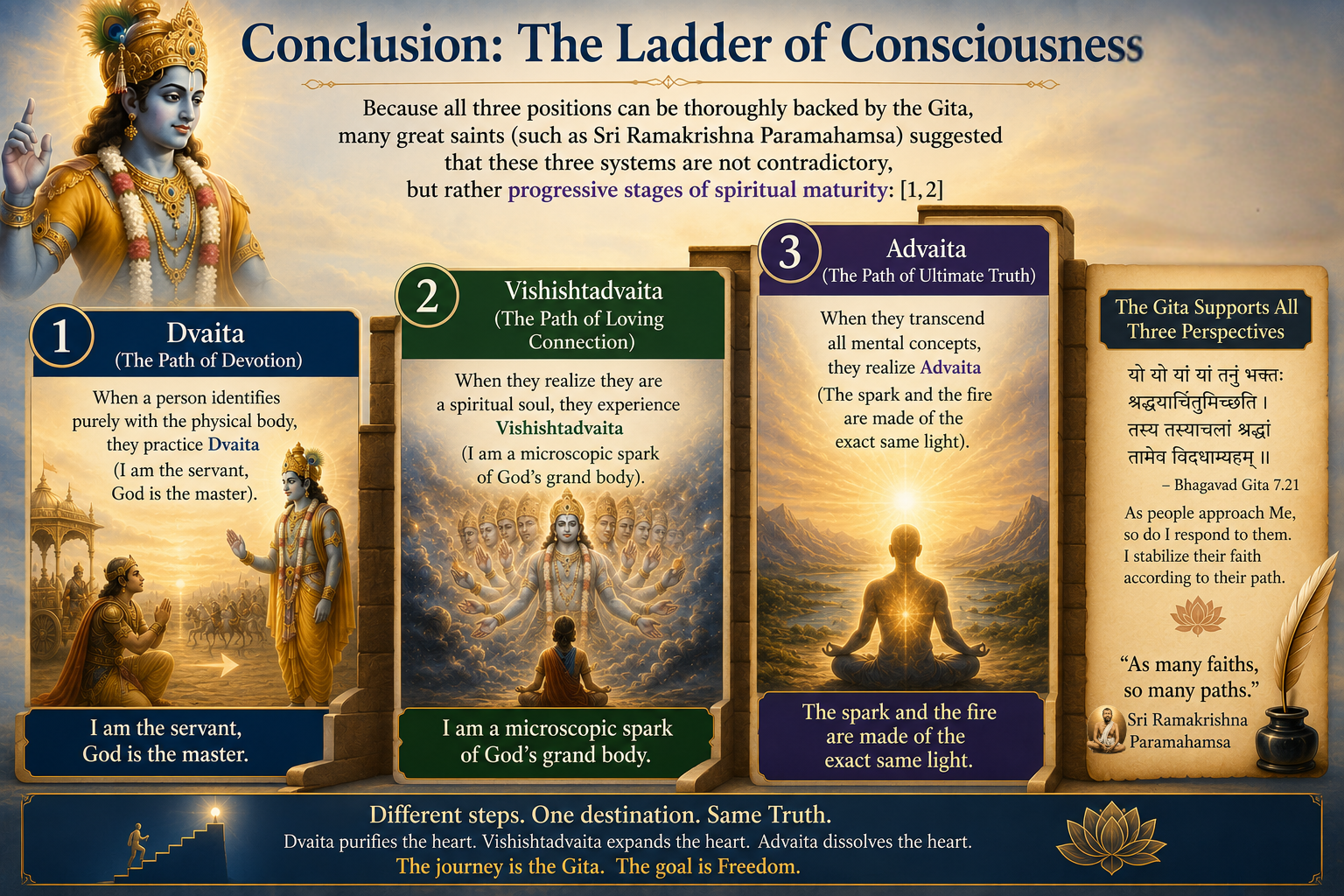 The Ladder of Consciousness: Dvaita → Vishishtadvaita → Advaita